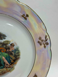 Блюдо "Мадонна (шишки)" Kahla GDR. Качественный фарфор, деколь, перламутр, позолота. Винтаж. Картинка 3